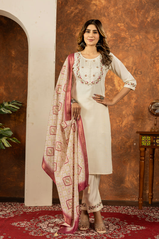 Mystique Blossom Ethnic Ensemble Kurta Pant with Dupatta