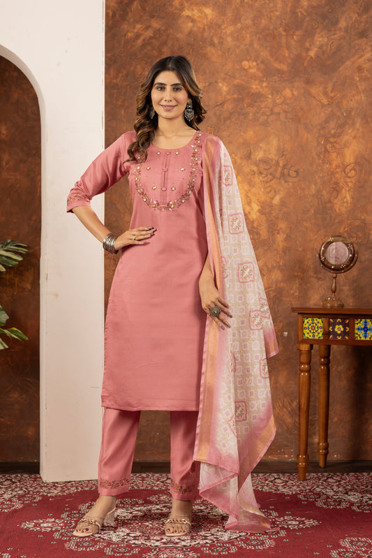 Luminara Bloom Embroidered Kurta Set