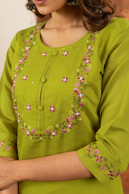 Radiance Blossom Embroidered Kurta Set