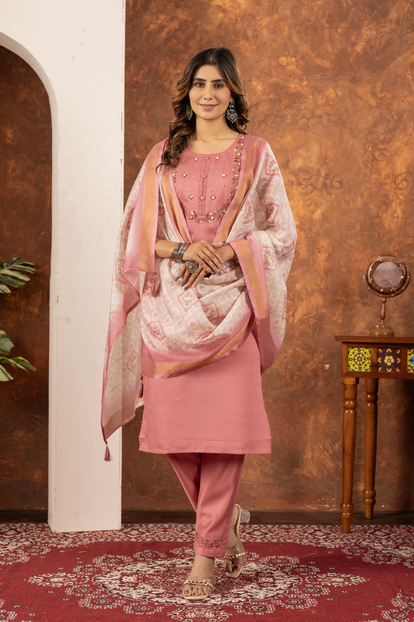 Luminara Bloom Embroidered Kurta Set