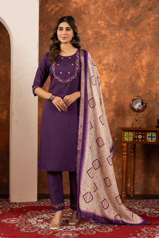Elysian Bloom Embroidered Kurta Set